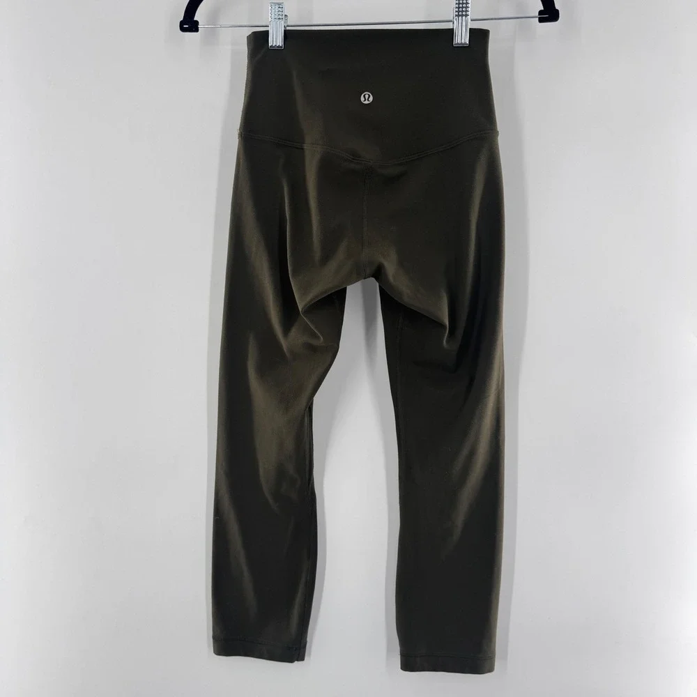 Lululemon Align Crop 21" Leggings – Dark Olive Nulu – Size 4 - Picture 6 of 9